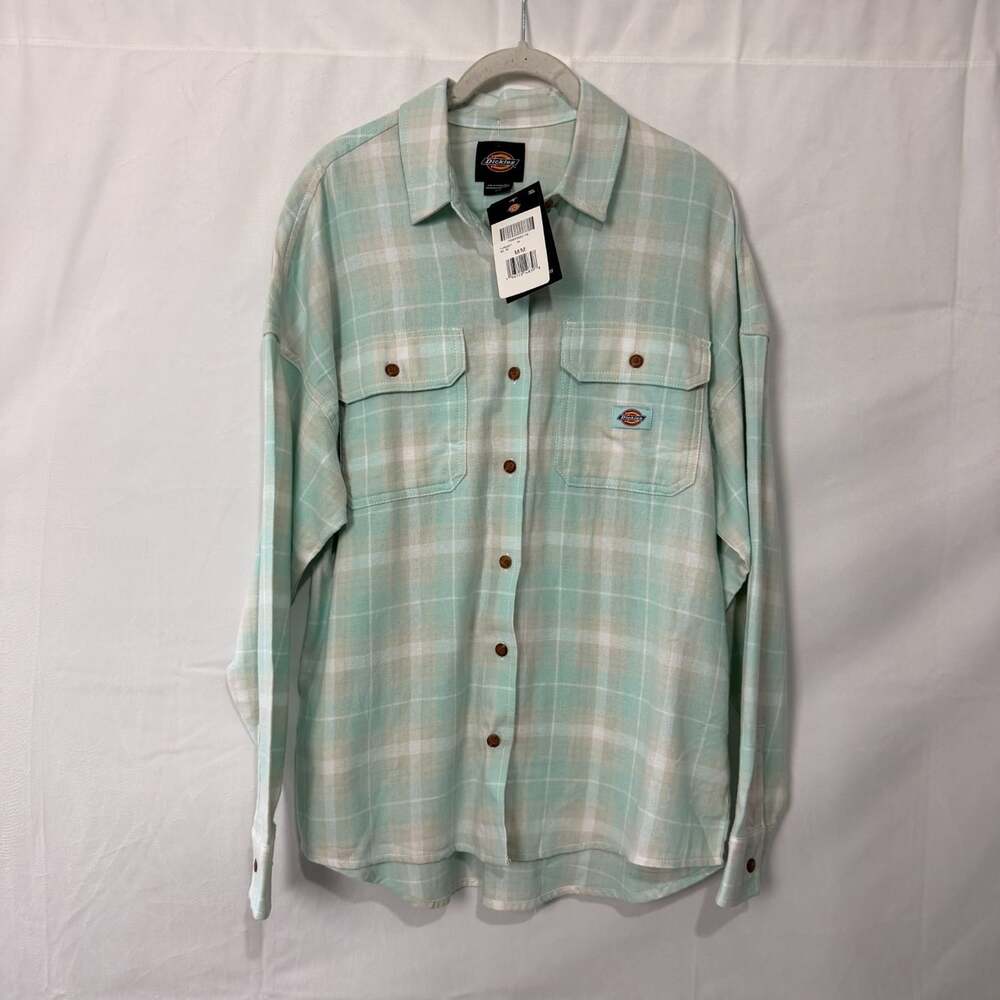 NWT Dickies Women's Plaid Flannel Long Sleeve Shirt Size M Button Down